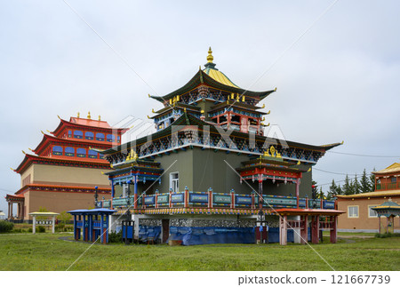 The Nogon Dari Ehin temple at the Buddhist Monastery in Ivolginsky Datsan in Buryatia, Russia The Nogon Dari Ehin temple at the Buddhist Monastery in Ivolginsky Datsan in Buryatia, Russia 121667739
