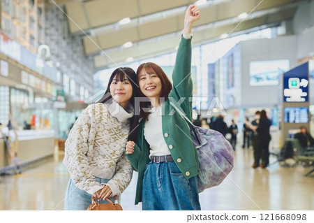 Two women on a trip 121668098