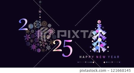 Merry Christmas and Happy New Year 2025  holiday abstract background  template  neon gradient  neon  design 121668145