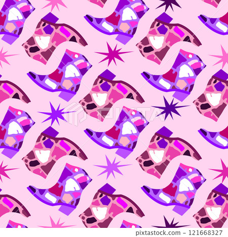 Retro seamless pattern - western style Modern ornament wild west, abstract fashion backgroun 121668327