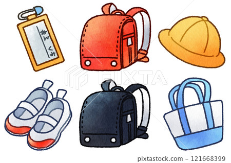 可愛的水彩風格書包插圖集 121668399