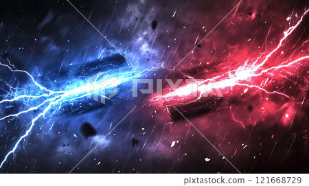 Electric Clash Red versus Blue Lightning Effects Showcase with Dynamic Visuals and Artistry 121668729