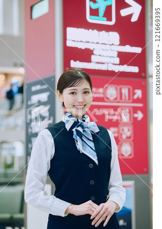 Airport ground staff woman 121669395