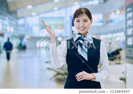 Airport ground staff woman 121669407
