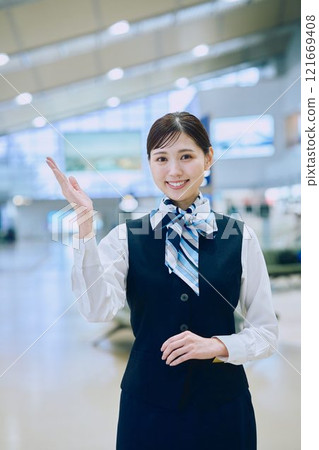 Airport ground staff woman 121669408
