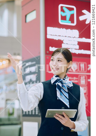 Airport ground staff woman Airport ground staff woman 121669421