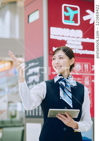 Airport ground staff woman Airport ground staff woman 121669422