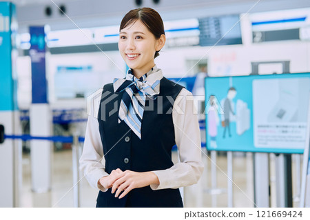 Airport ground staff woman Airport ground staff woman 121669424