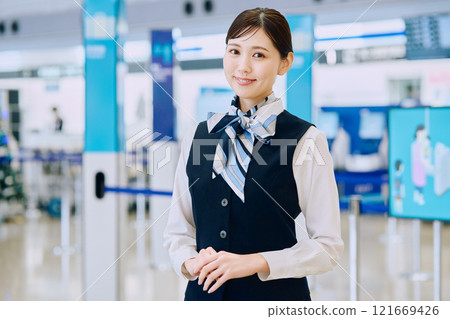 Airport ground staff woman 121669426
