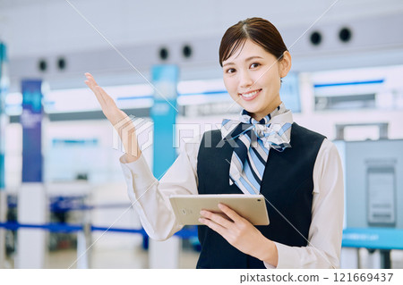 Airport ground staff woman Airport ground staff woman 121669437