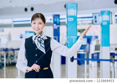 Airport ground staff woman 121669453