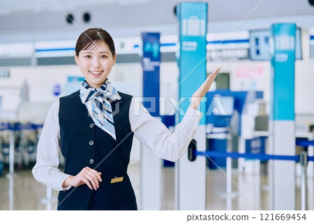 Airport ground staff woman Airport ground staff woman 121669454