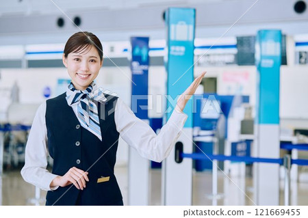 Airport ground staff woman Airport ground staff woman 121669455