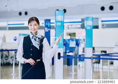 Airport ground staff woman Airport ground staff woman 121669461