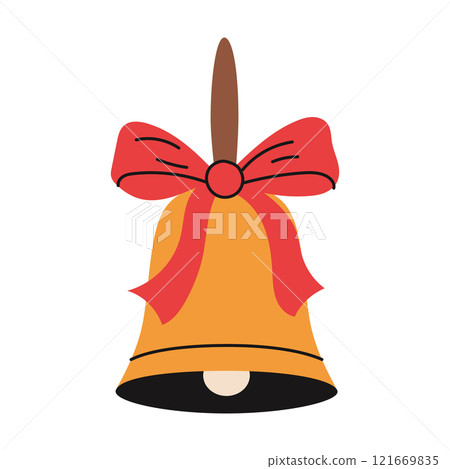 Hand drawn school bell with bow. Vector illustration Hand drawn school bell with bow. Vector illustration 121669835