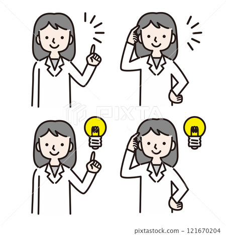 A woman in a white coat (doctor, pharmacist, nutritionist, researcher) A woman in a white coat (doctor, pharmacist, nutritionist, researcher) 121670204