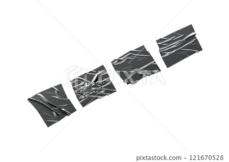 Blank black square adhesive crumpled tape mockup, side view 121670528