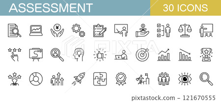 Assessment, evaluation and appraisal icon set Assessment, evaluation and appraisal icon set 121670555