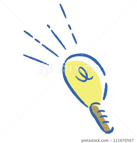 簡單時尚的手繪微型燈泡，表達靈感和想法的情感。 121670567