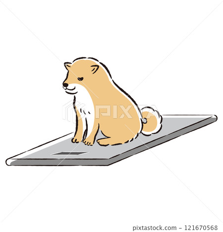 一隻狗在秤上的插圖 121670568
