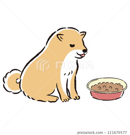 Illustration of a dog eating food (dog food) Illustration of a dog eating food (dog food) 121670577