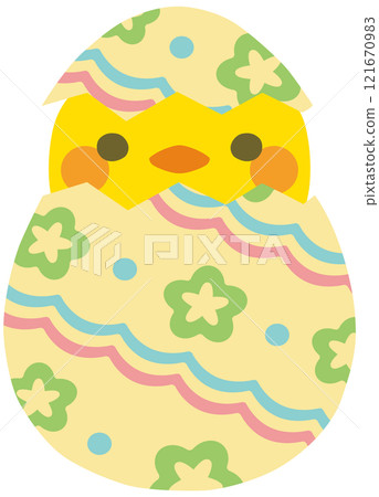 Colorful chicks popping out of Easter eggs Colorful chicks popping out of Easter eggs 121670983