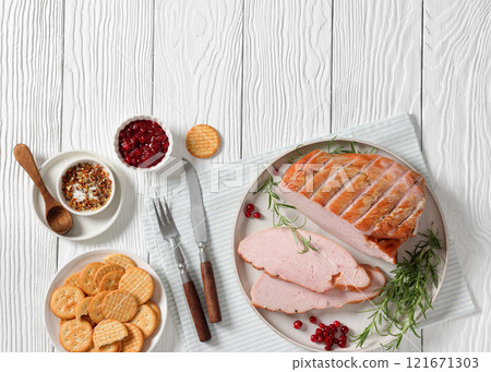 grilled turkey breast with herbs and cranberry grilled turkey breast with herbs and cranberry 121671303