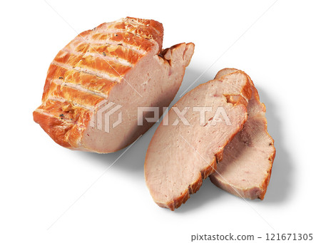 grilled turkey breast isolated on white background 121671305