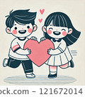 小學男生女生小心翼翼的插畫 121672014