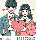 高中男孩和女孩抱著心的插圖 121672015