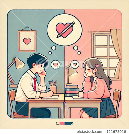 一對高中情侶在學習時互相思念 121672016