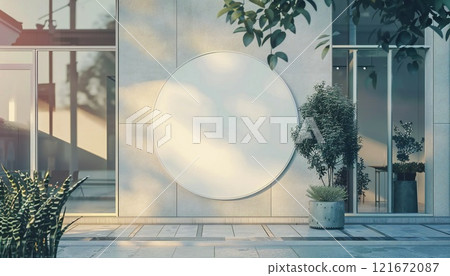 Minimalist round mockup for retail branding, advertisement concept 121672087