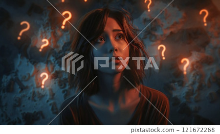 A young woman faces a confusing situation, her future uncertain 121672268