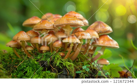 Image of mushrooms growing in the forest Image of mushrooms growing in the forest 121672344