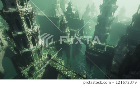 A lost metropolis, a grand city now hidden beneath the ocean 121672379