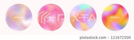 Romantic Pink Orange Violet Gradient Background. Heart Shaped Valentines Day Circular Art for Festive Abstract Designs. 121672500