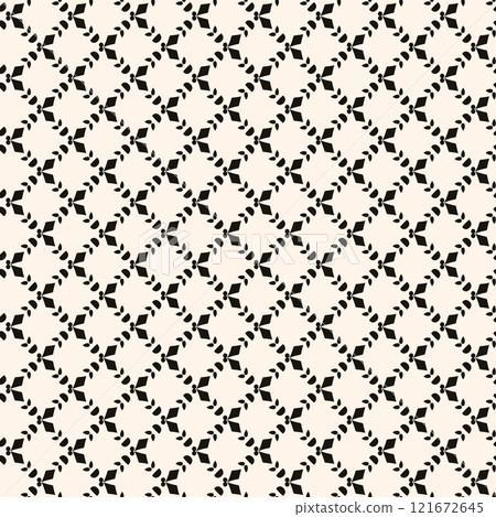 Vector black and white floral seamless pattern. Abstract minimal geometric ornament with flowers in oriental style. Simple monochrome background. Vector black and white floral seamless pattern. Abstract minimal geometric ornament with flowers in oriental style. Simple monochrome background. 121672645