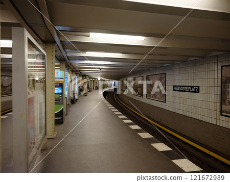 Underground train UBahn at train station in Berlin, Germany 121672989