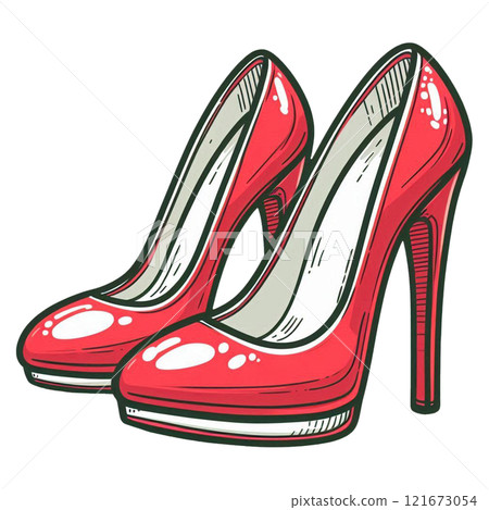 Red high heels illustration - Stock Illustration [121673054] - PIXTA