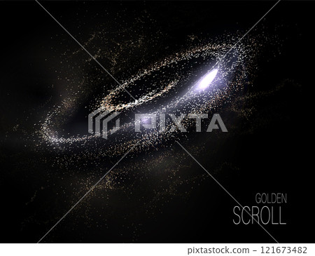 A separate design component, a shining golden swirl of glittery fine tinsel 121673482