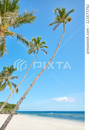 Alona Beach with coconut palm trees on Bohol Panglao Island, Philippines. Alona Beach with coconut palm trees on Bohol Panglao Island, Philippines. 121673762