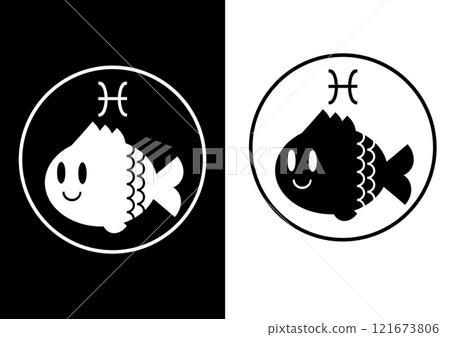 Pisces black and white icon illustration 121673806