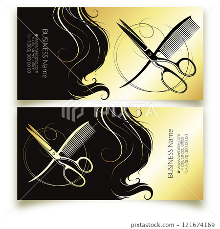 Unique business card for a beauty salon, scissors comb hair stylist Unique business card for a beauty salon, scissors comb hair stylist 121674169