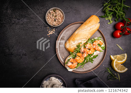 Healthy shrimp sandwiches 121674342