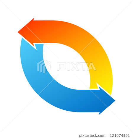 Red and blue arrow, air conditioning and heating sign Red and blue arrow, air conditioning and heating sign 121674391