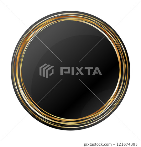 Round beautiful frame made of gold stripes with a black center 121674393
