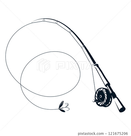 Fishing rod with bait line and reel 121675206