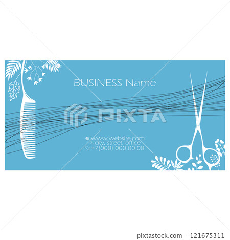 Business card concept of beauty salon and hair salon with leaves flowers Business card concept of beauty salon and hair salon with leaves flowers 121675311