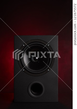 Black speaker and red smoke Black speaker and red smoke 121675572