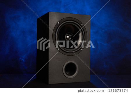 Black speaker and blue smoke 121675574